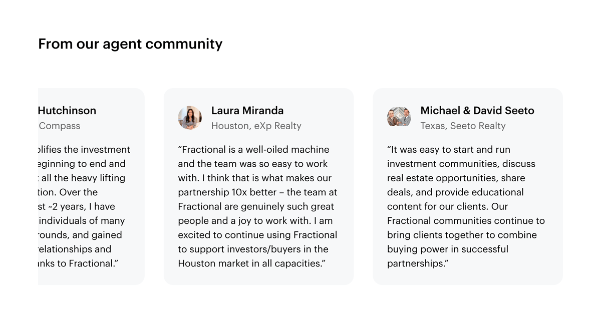 Fractional
				testimonial ui component