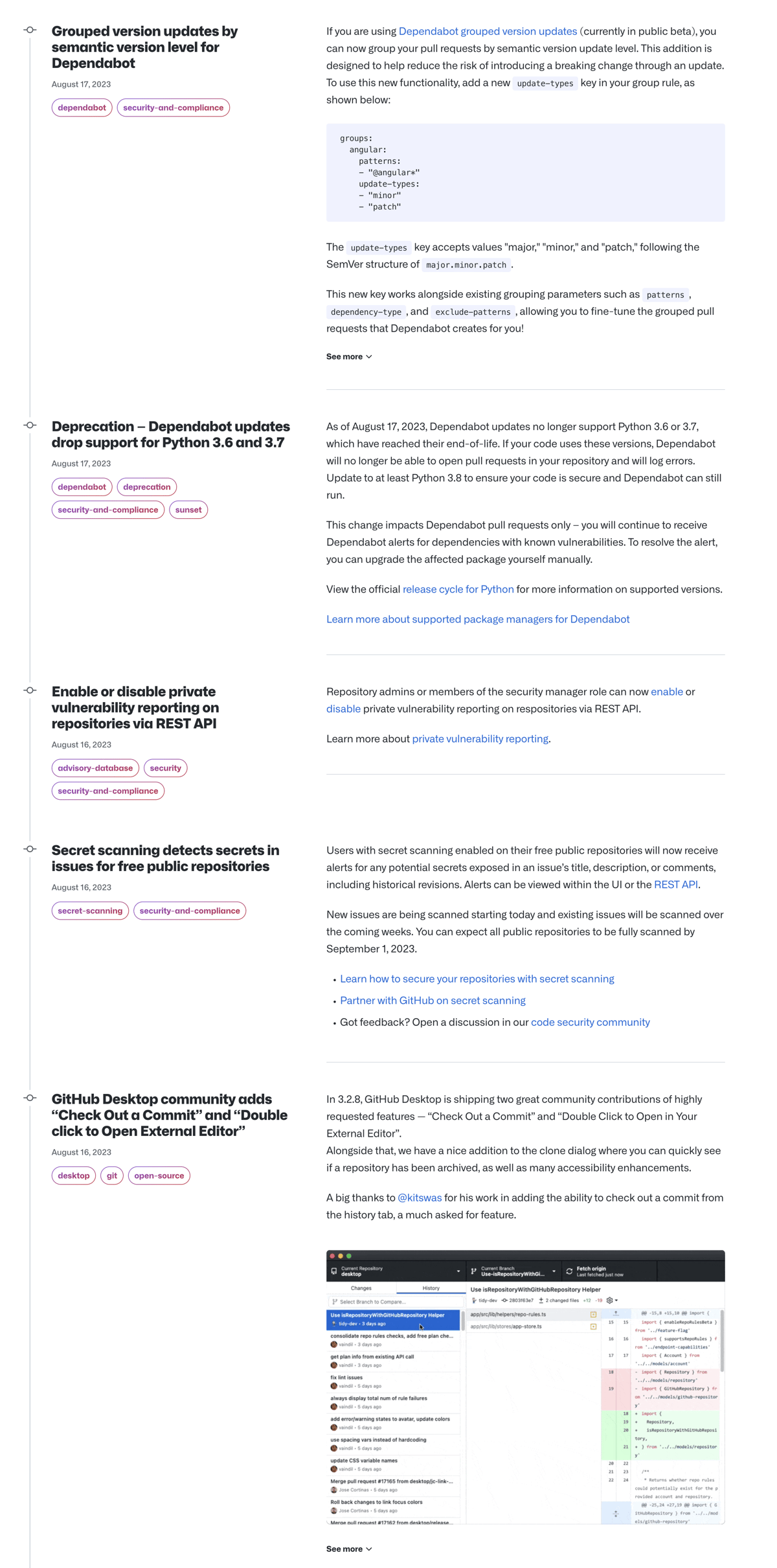 Github
				timeline & history ui component