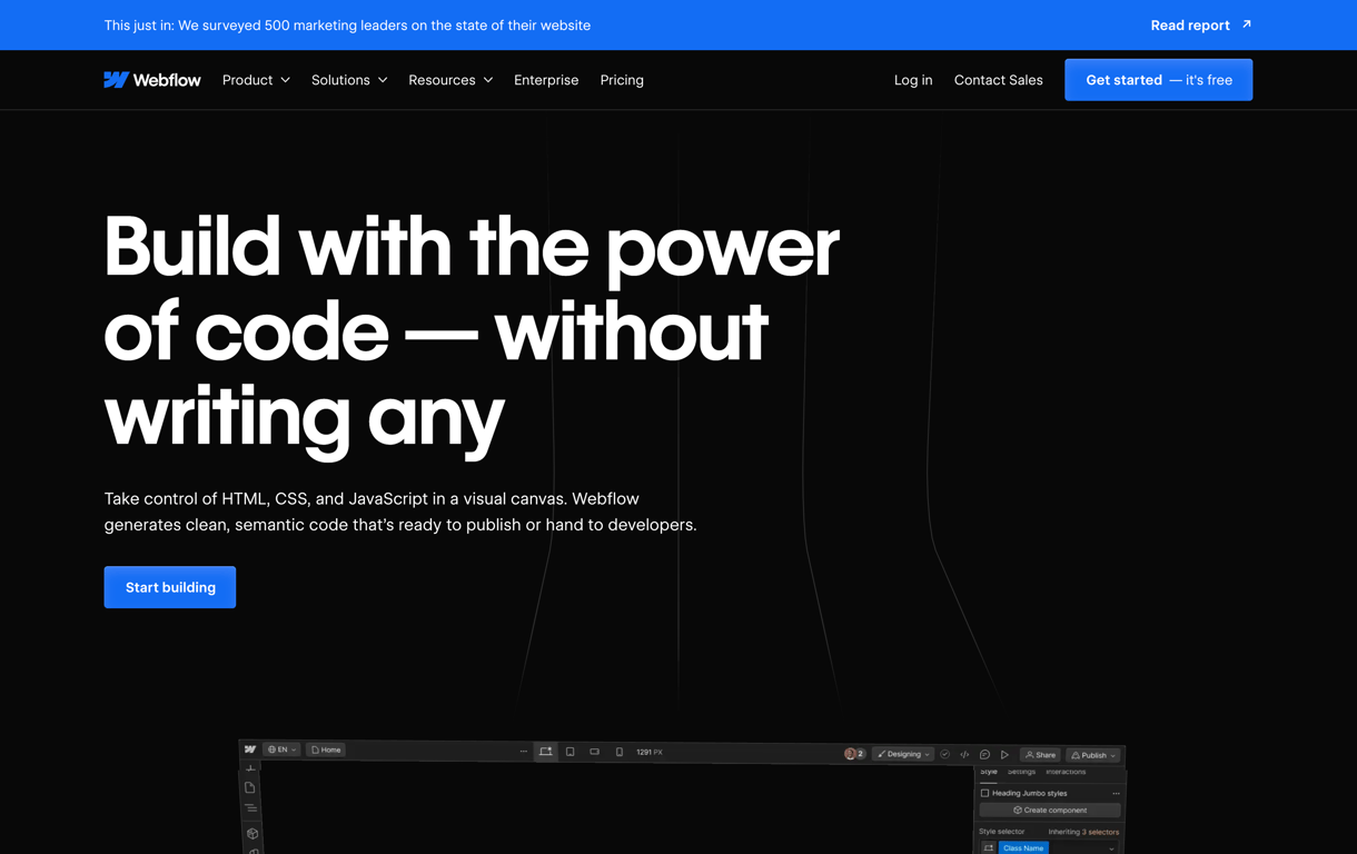 Webflow — Hero section component