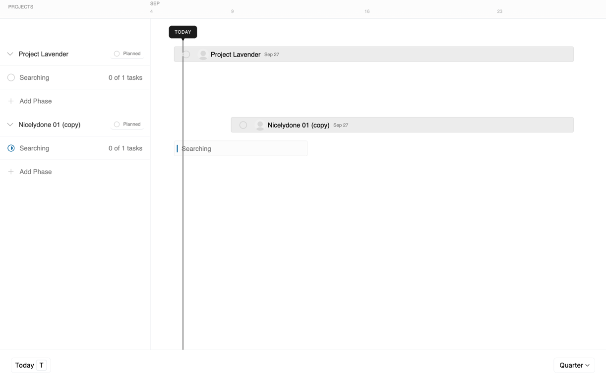 Programa — Timeline & history component