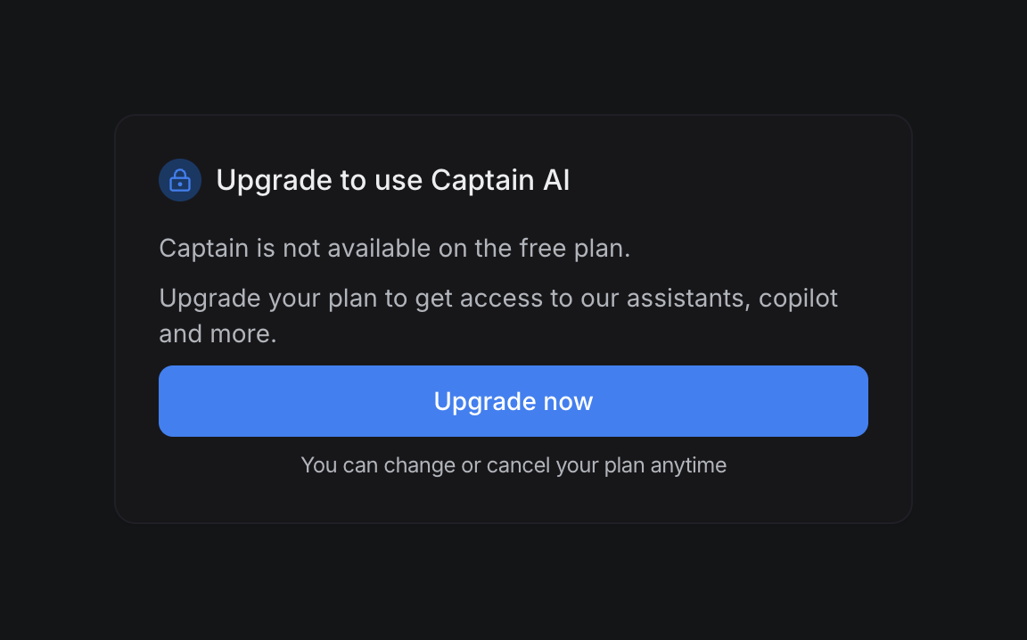 Chatwoot — Upgrade your plan component