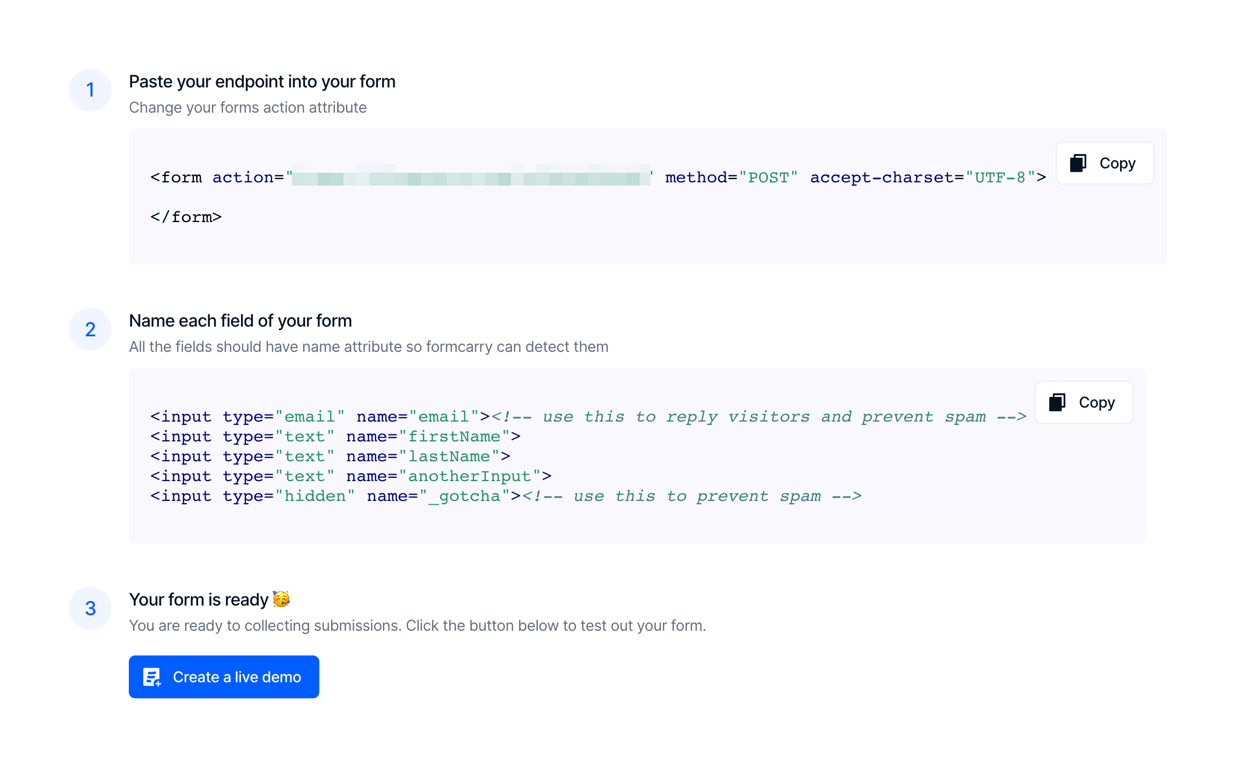 Formcarry — Stepper component