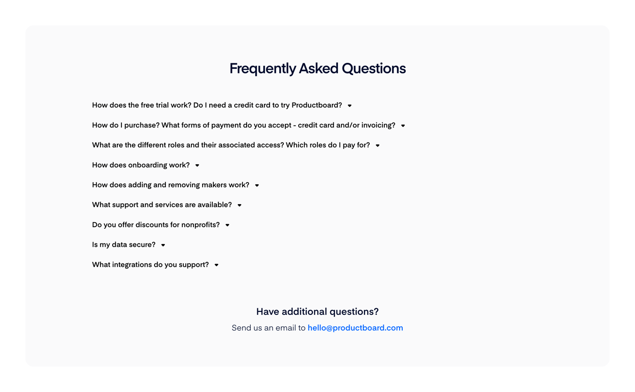 Productboard — FAQ component