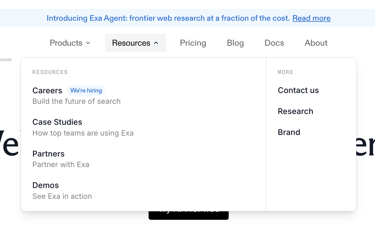 Exa — Dropdown menu component