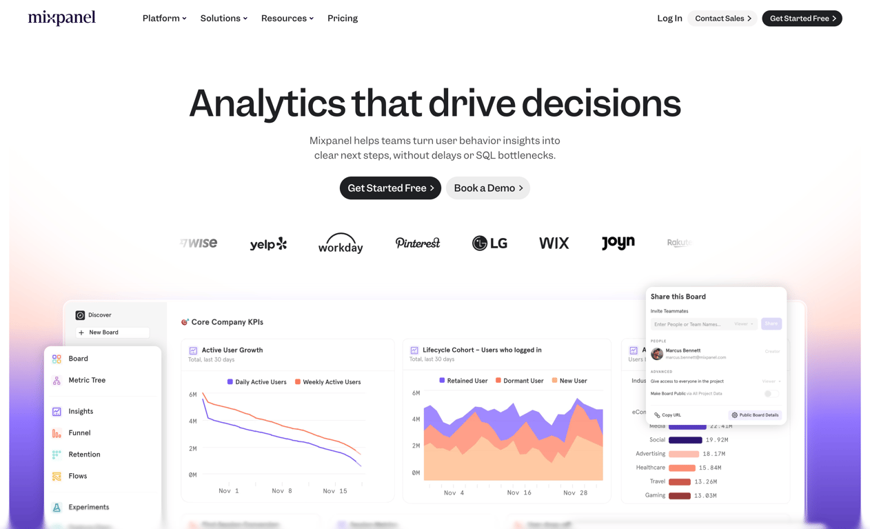 Mixpanel — Hero section component