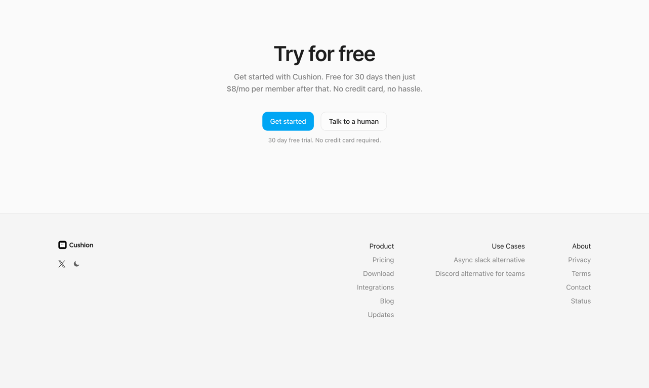 Cushion — Footer component