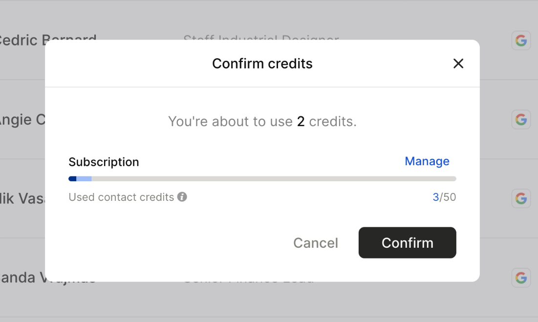 The org — Modal component