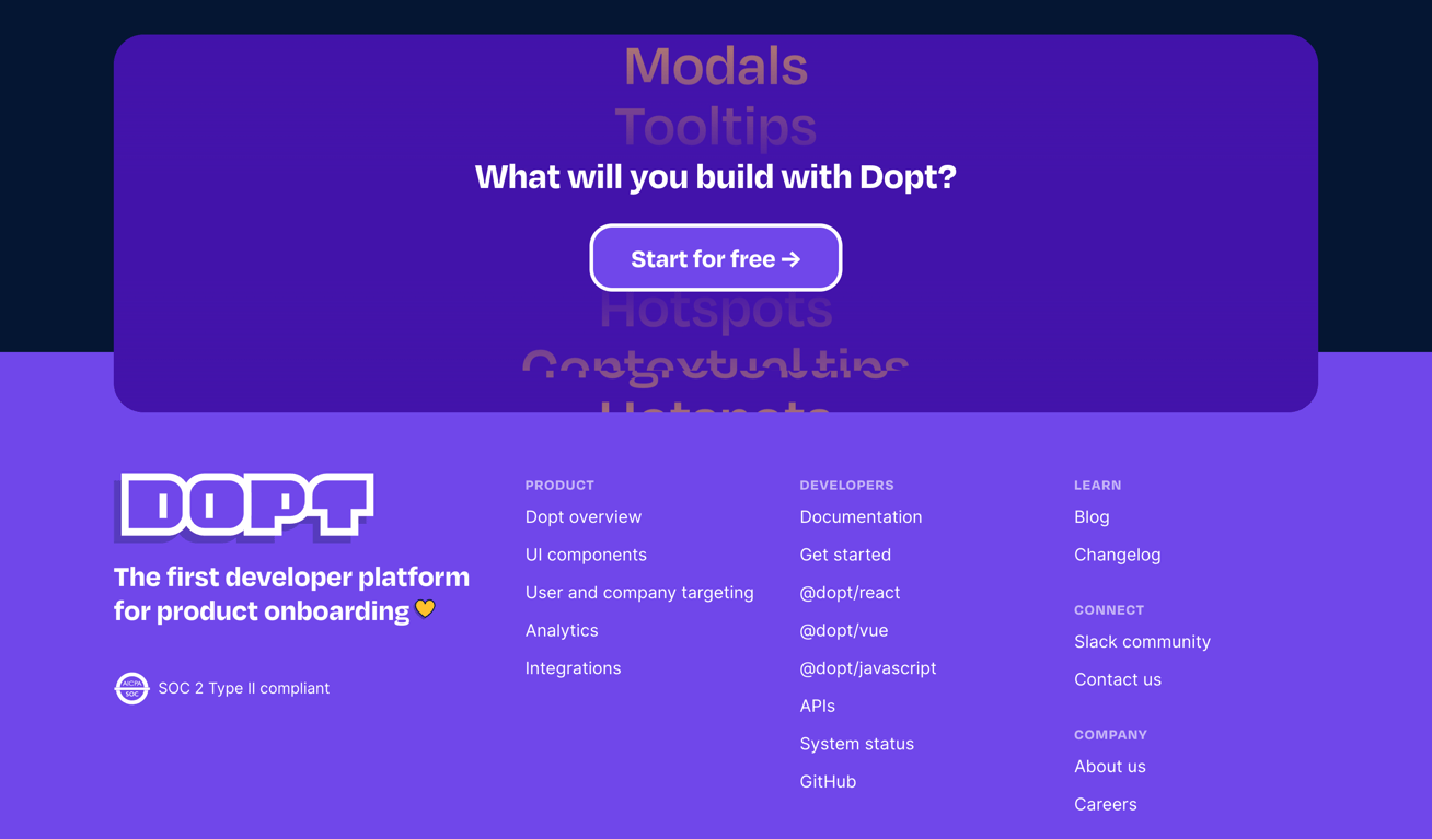 Dopt — Footer component