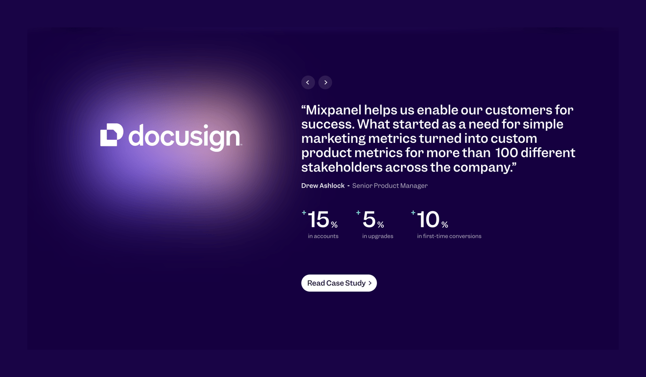 Mixpanel — Testimonial component