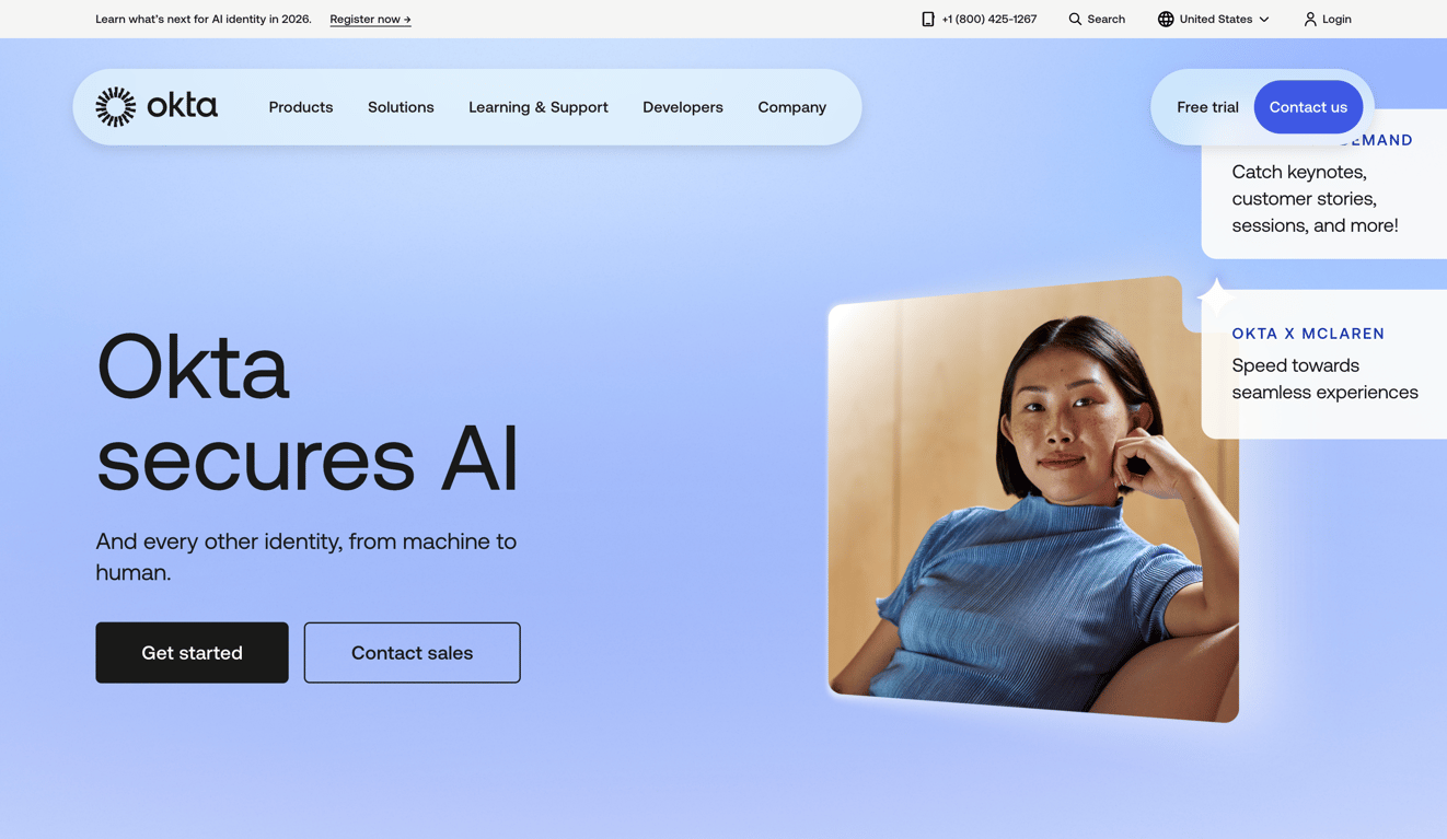 Okta — Hero section component