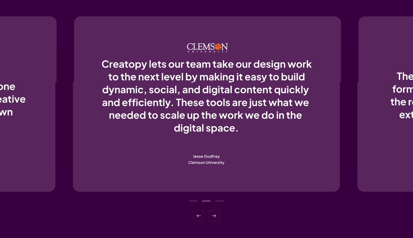 Creatopy — Testimonial component