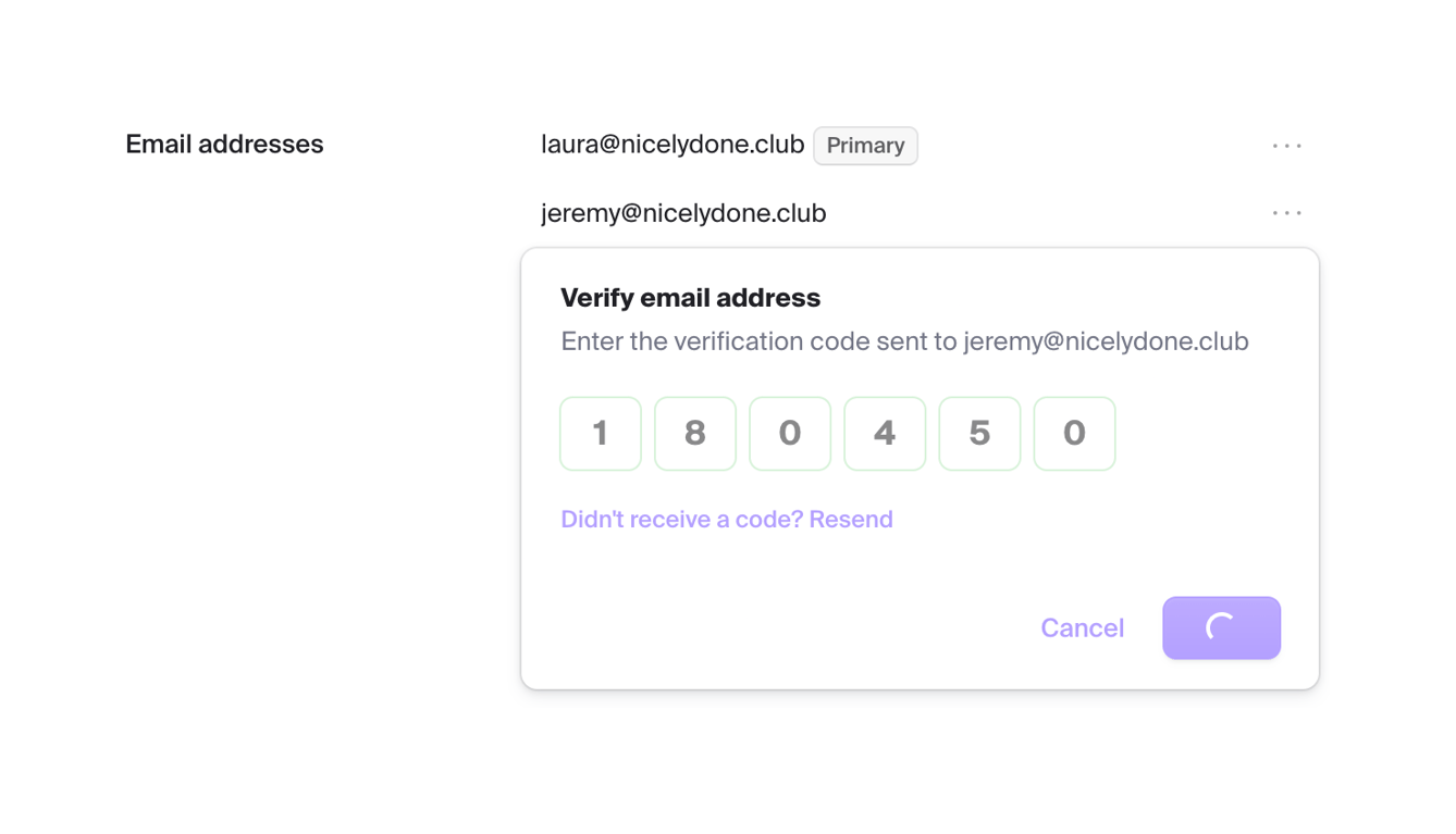 Clerk — Input code component