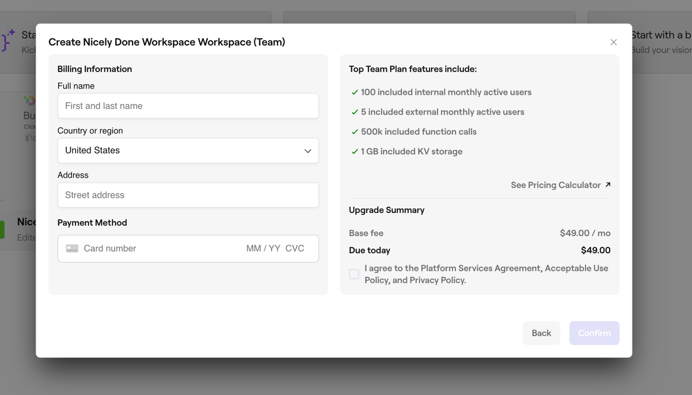 Dynaboard — Upgrade your plan component