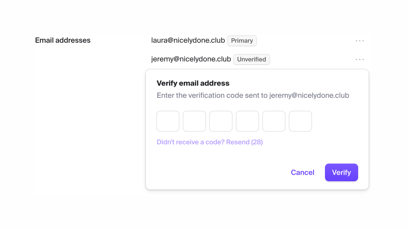 Clerk — Input code component