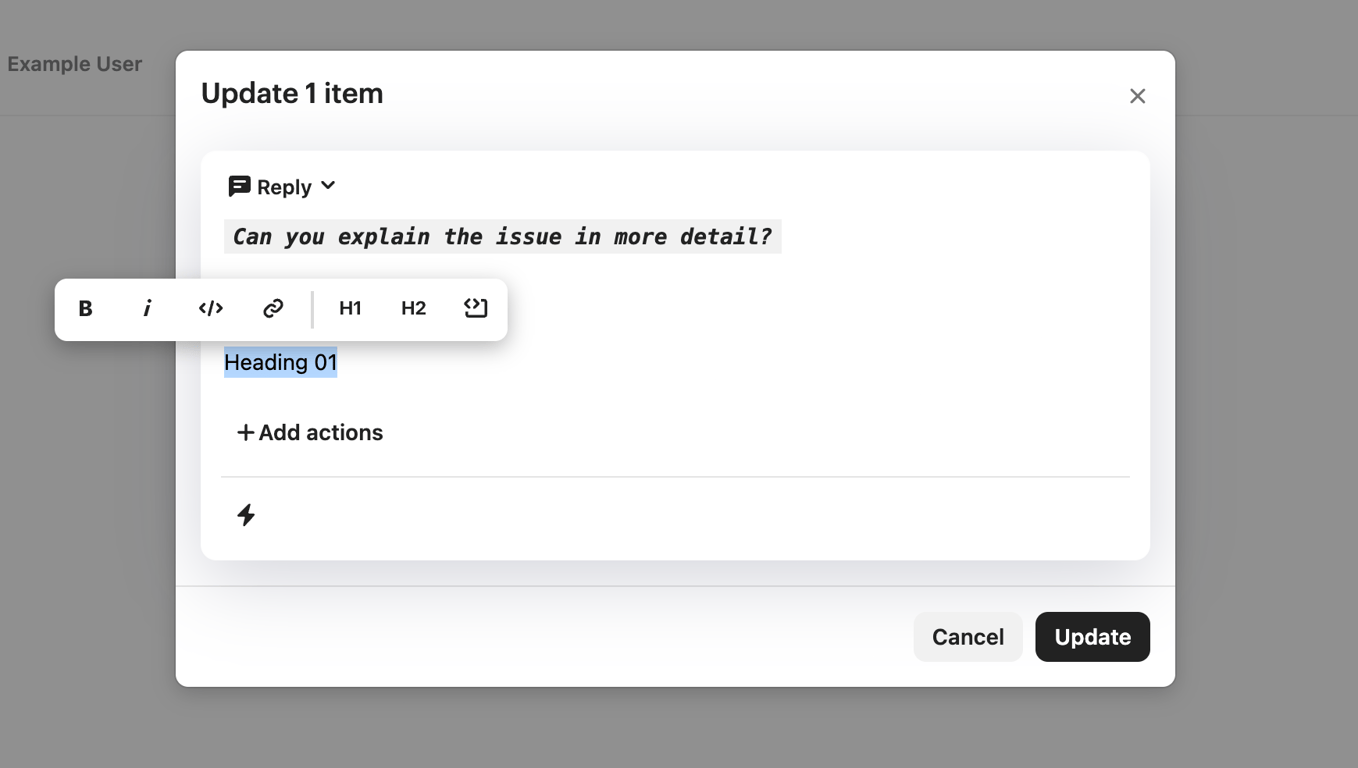 Intercom — Rich text editor component