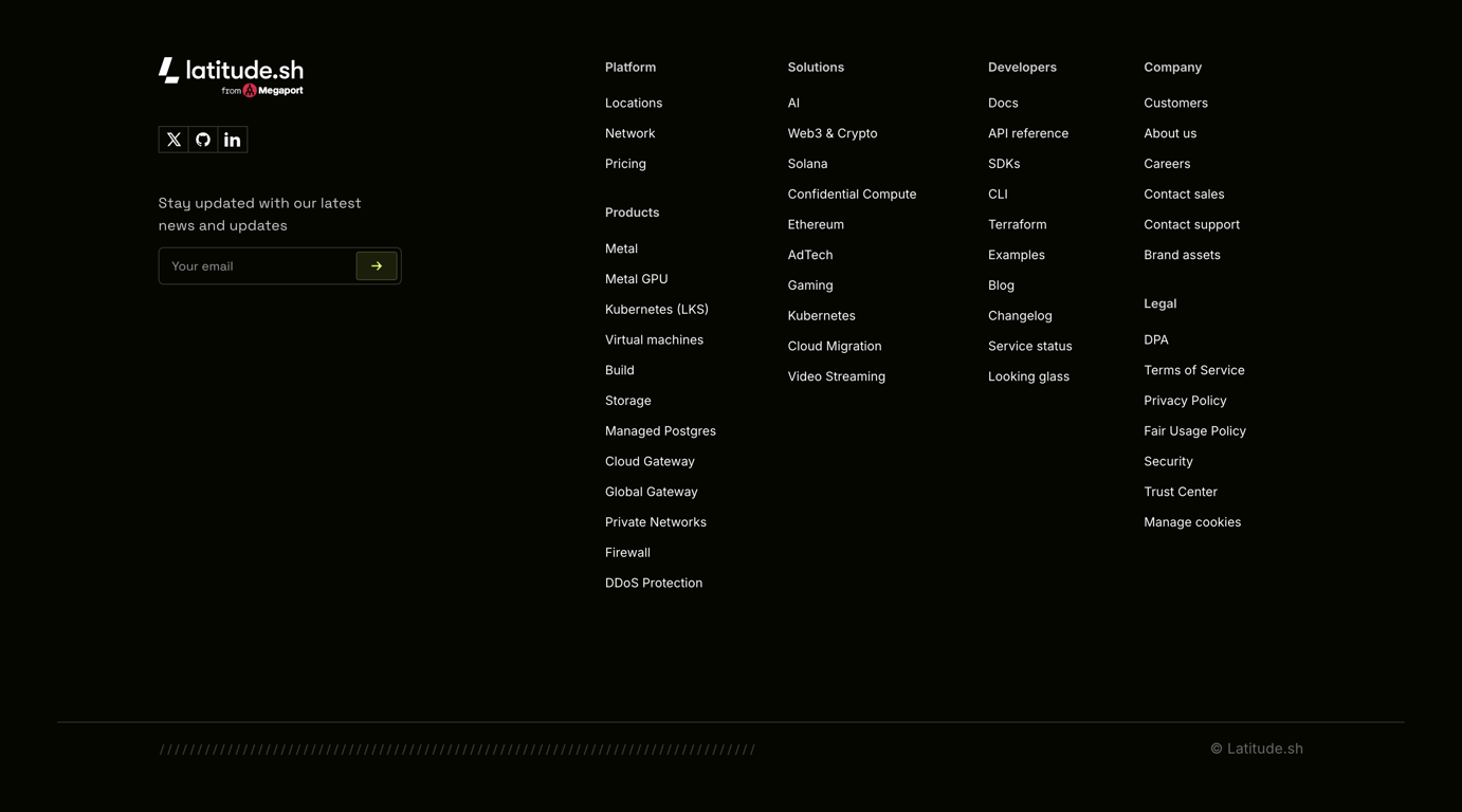 Latitude.sh — Footer component