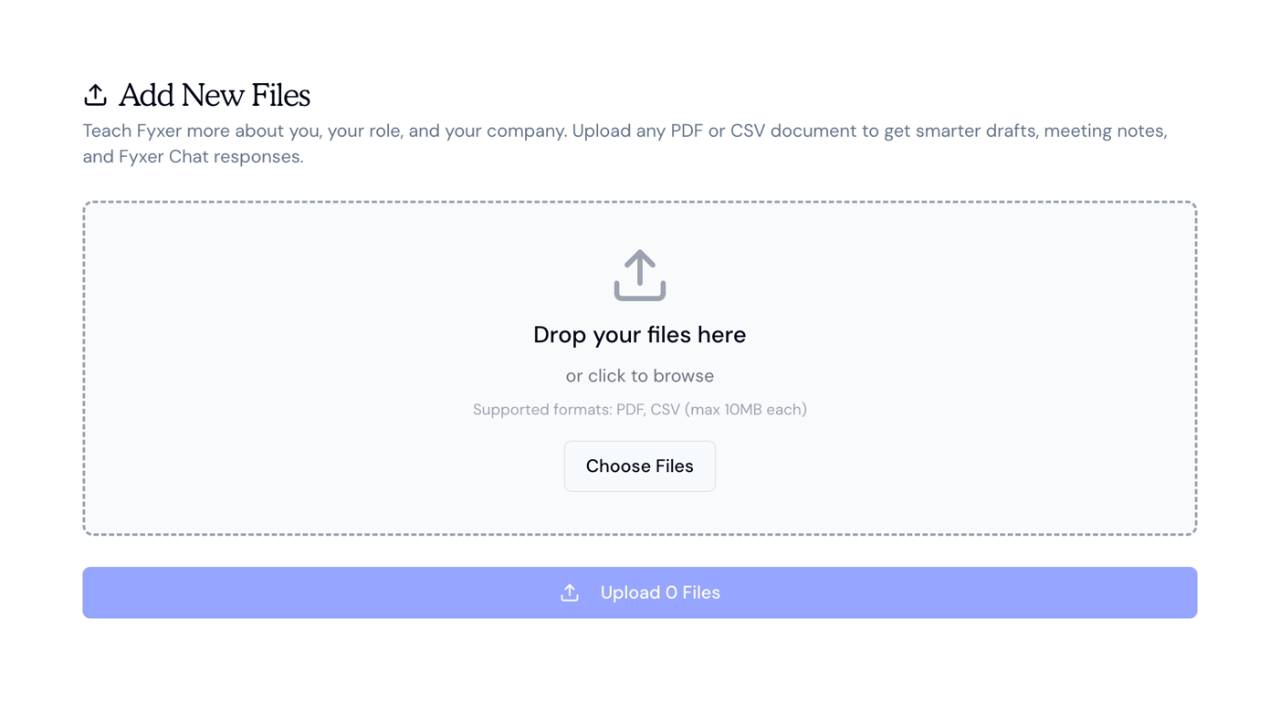 Fyxer — File upload input component
