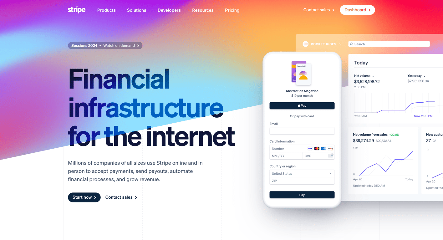 Stripe — Hero section component