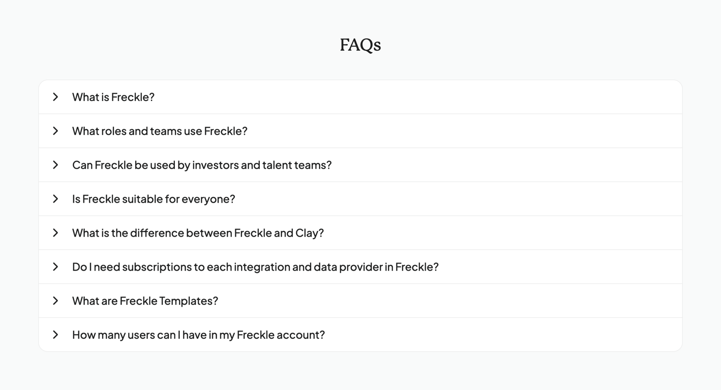 Freckle — FAQ component