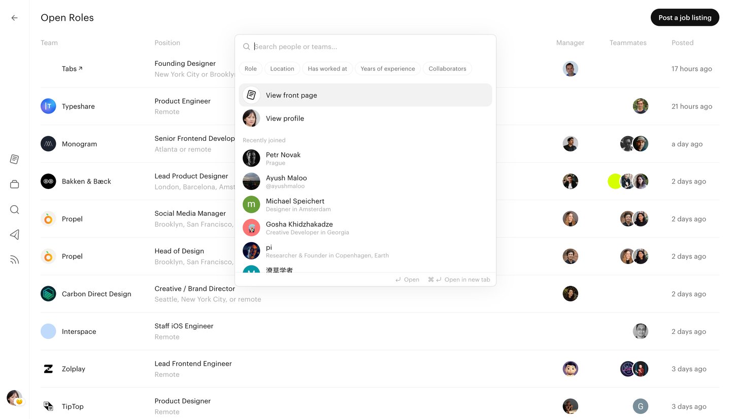 Read.cv
			command palette      ui page example from Read.cv saas app