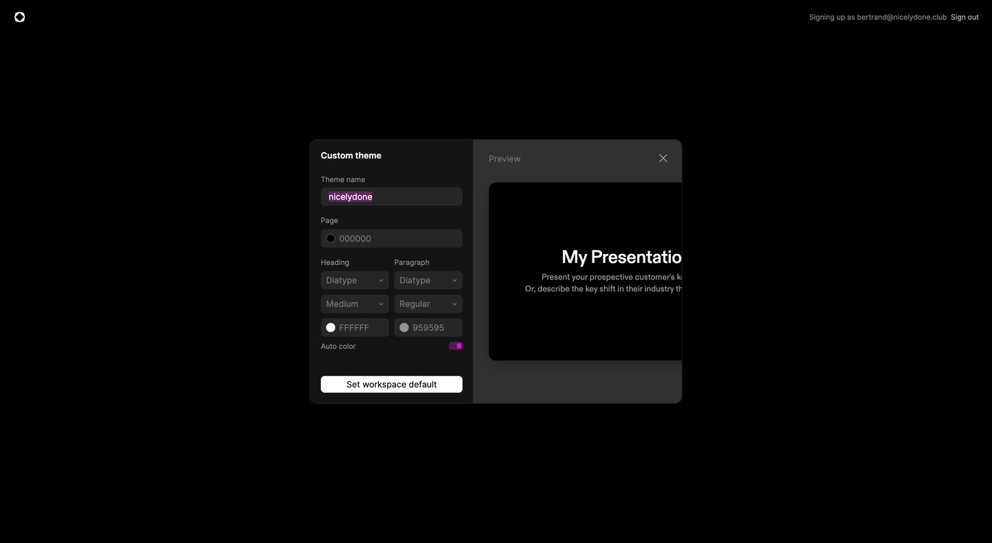 Tome
			settings onboarding          ui page example from Tome saas app