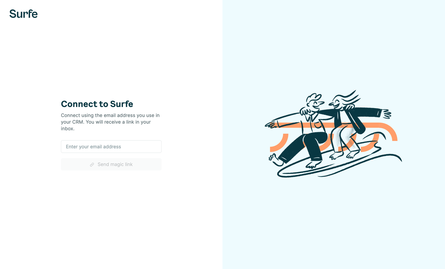Surfe
			signup          ui page example from Surfe saas app