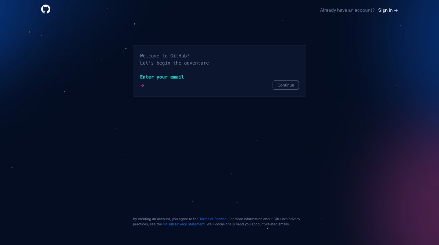 Github
			signup      ui page example from Github saas app