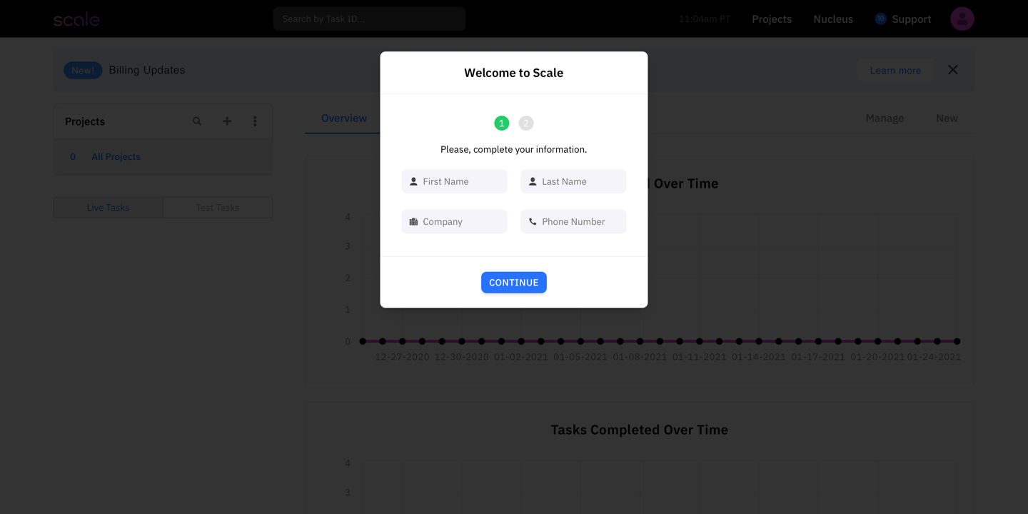 Scale
			onboarding        ui page example from Scale saas app