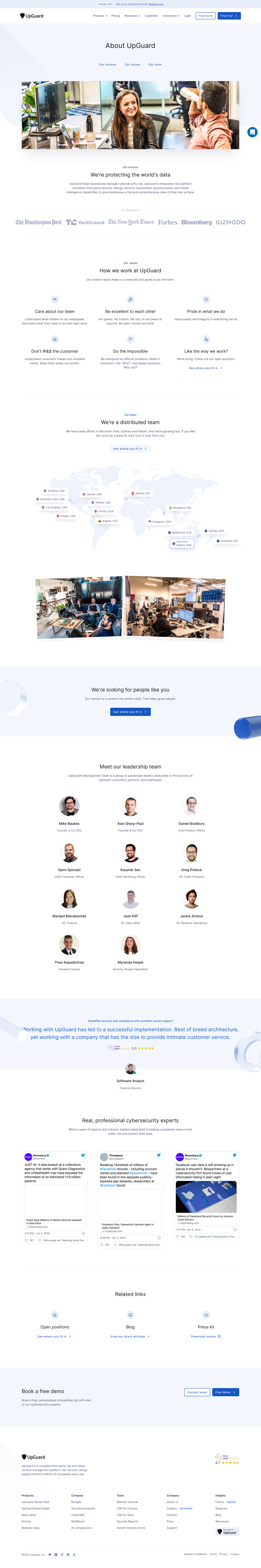 Upguard
				about & company mission ui page example from Upguard saas app