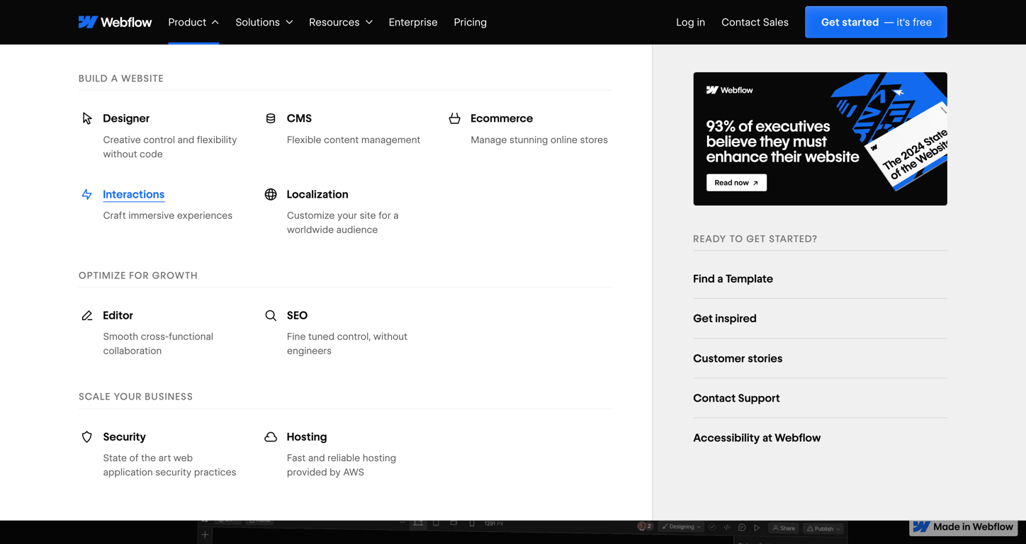 Webflow — Flyout menu component
