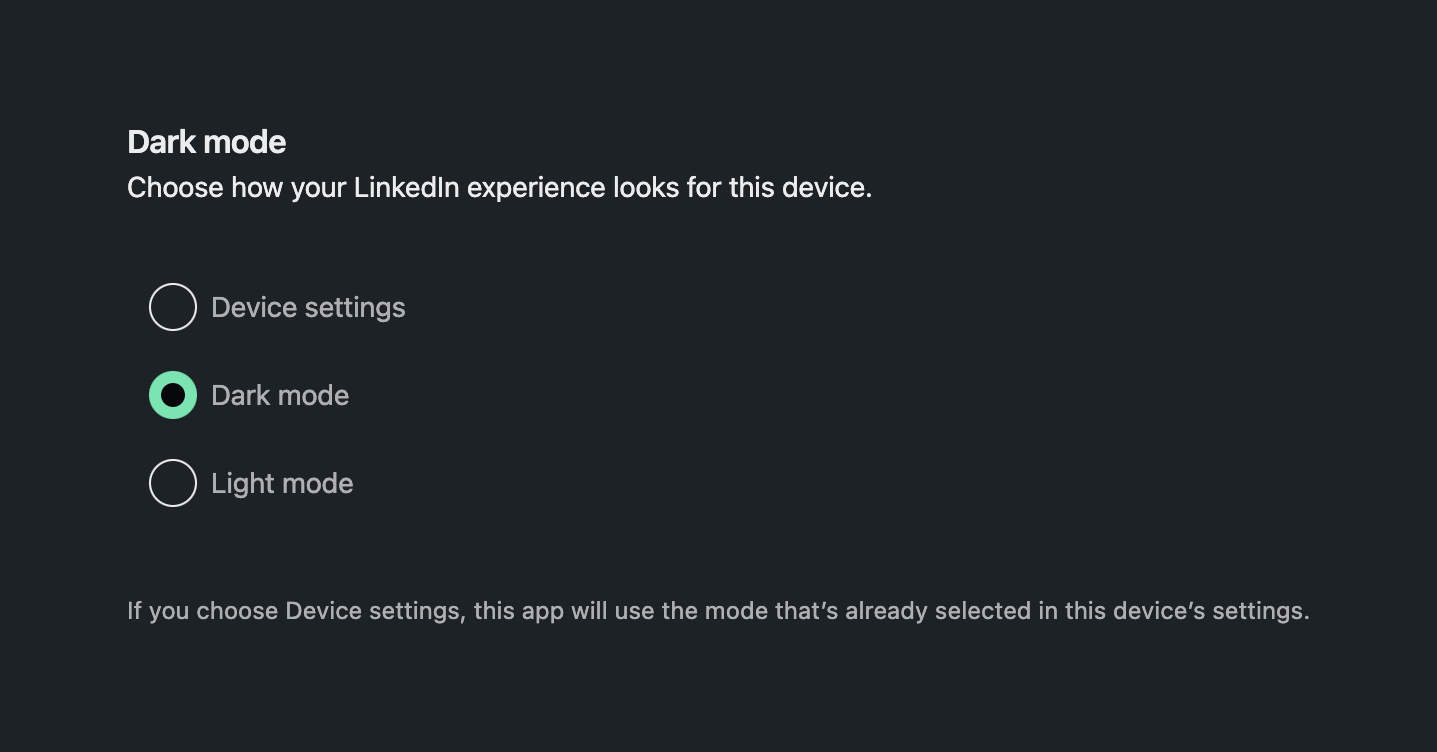 Linkedin — Theme settings component