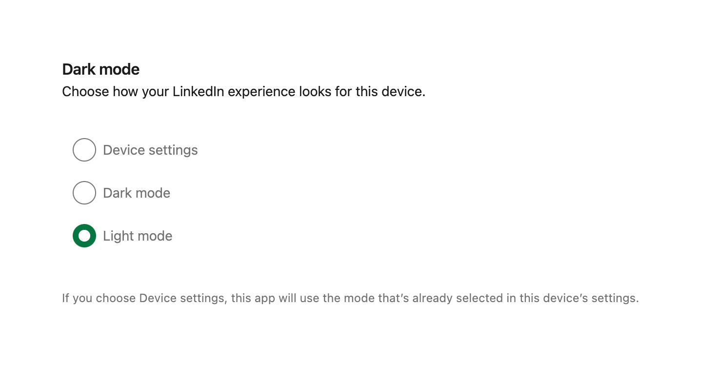Linkedin — Theme settings component