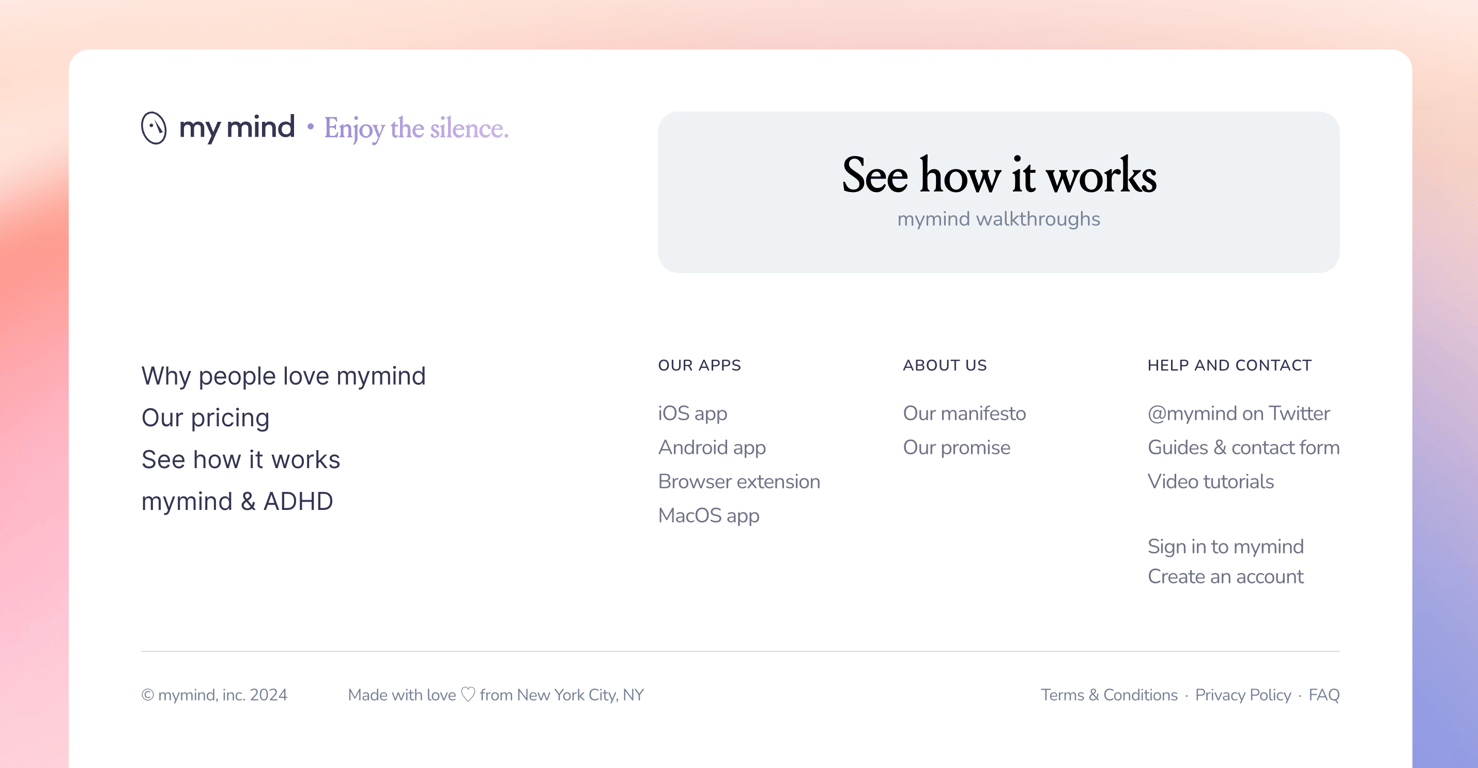 Mymind — Footer component