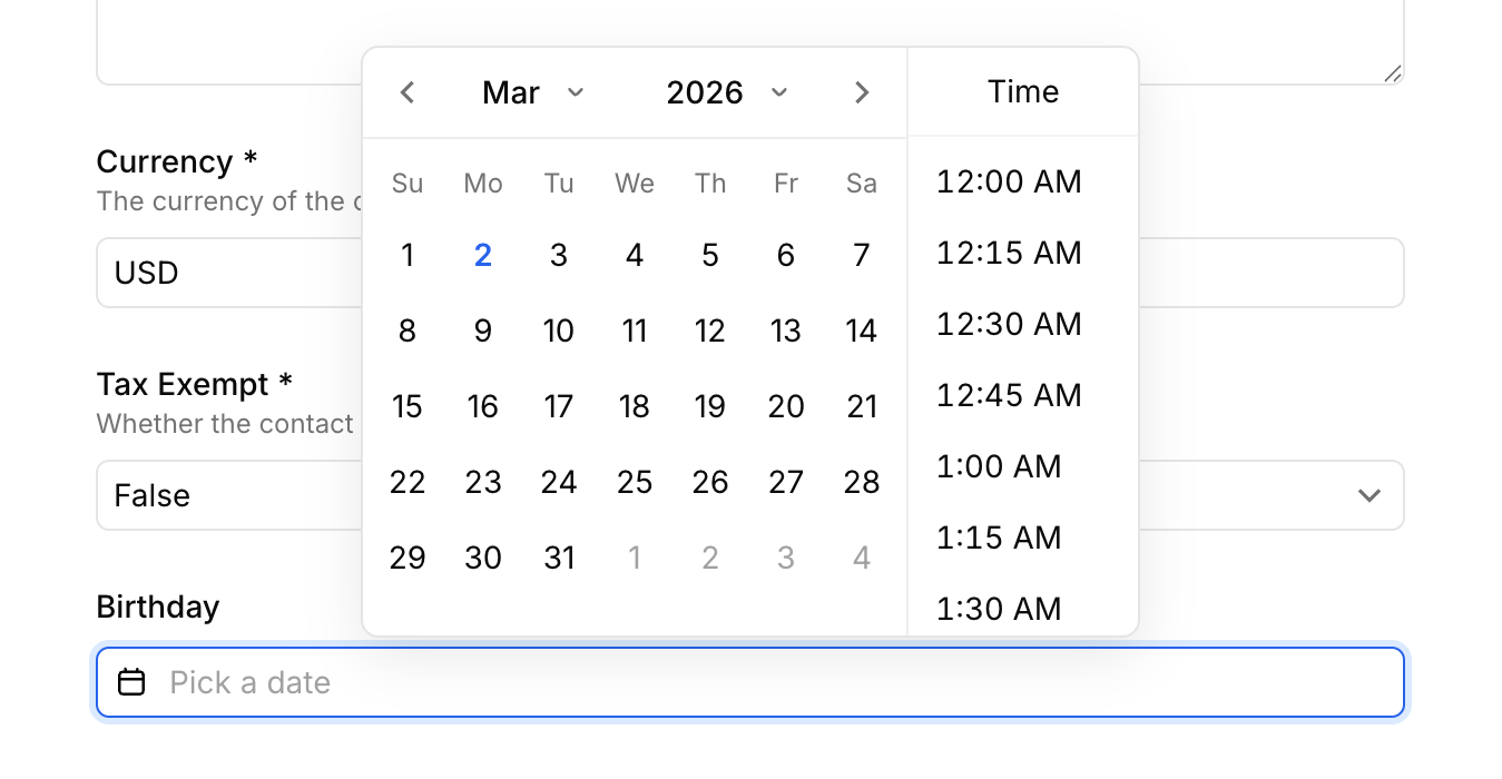Bird — Datepicker component