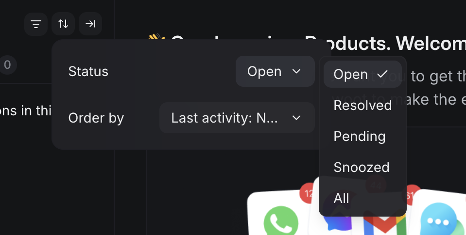 Chatwoot — Dropdown menu component