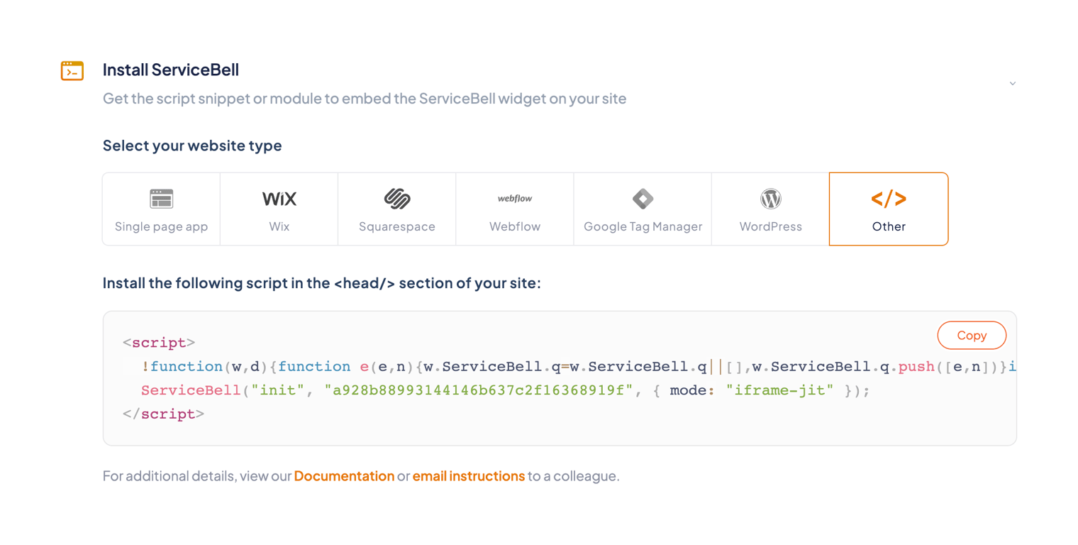 ServiceBell — Code block component