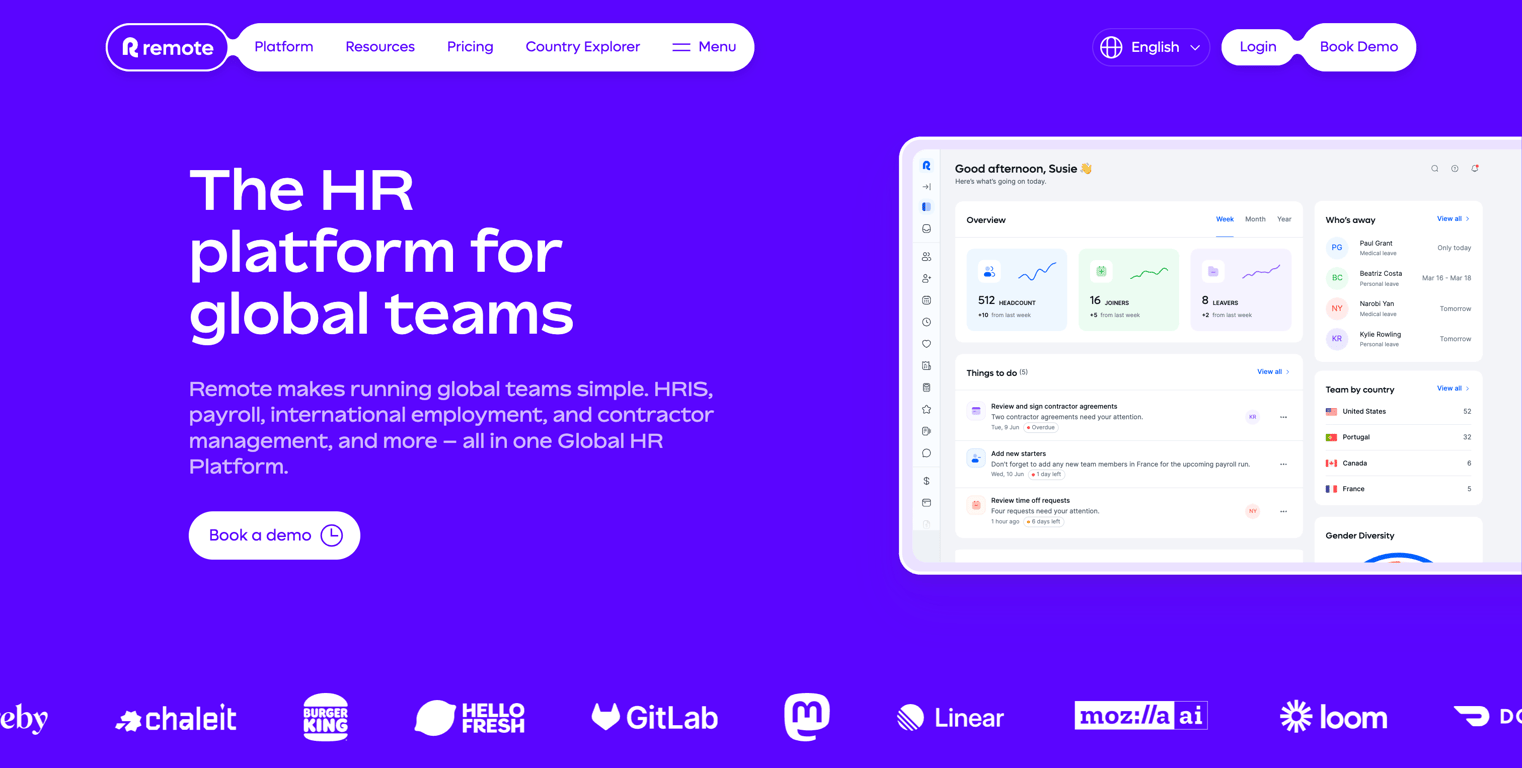Remote — Hero section component