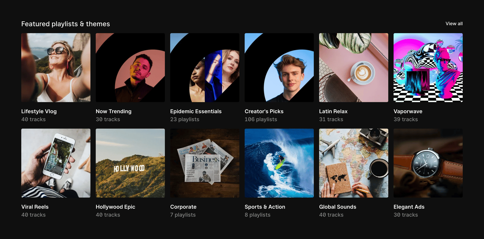 Epidemic Sound — Grid list component