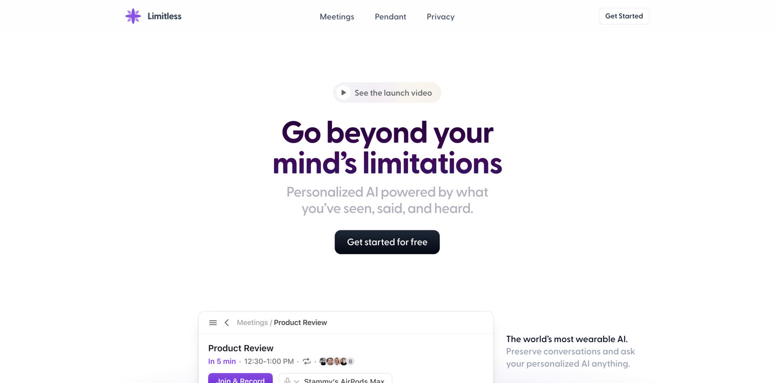Limitless — Hero section component