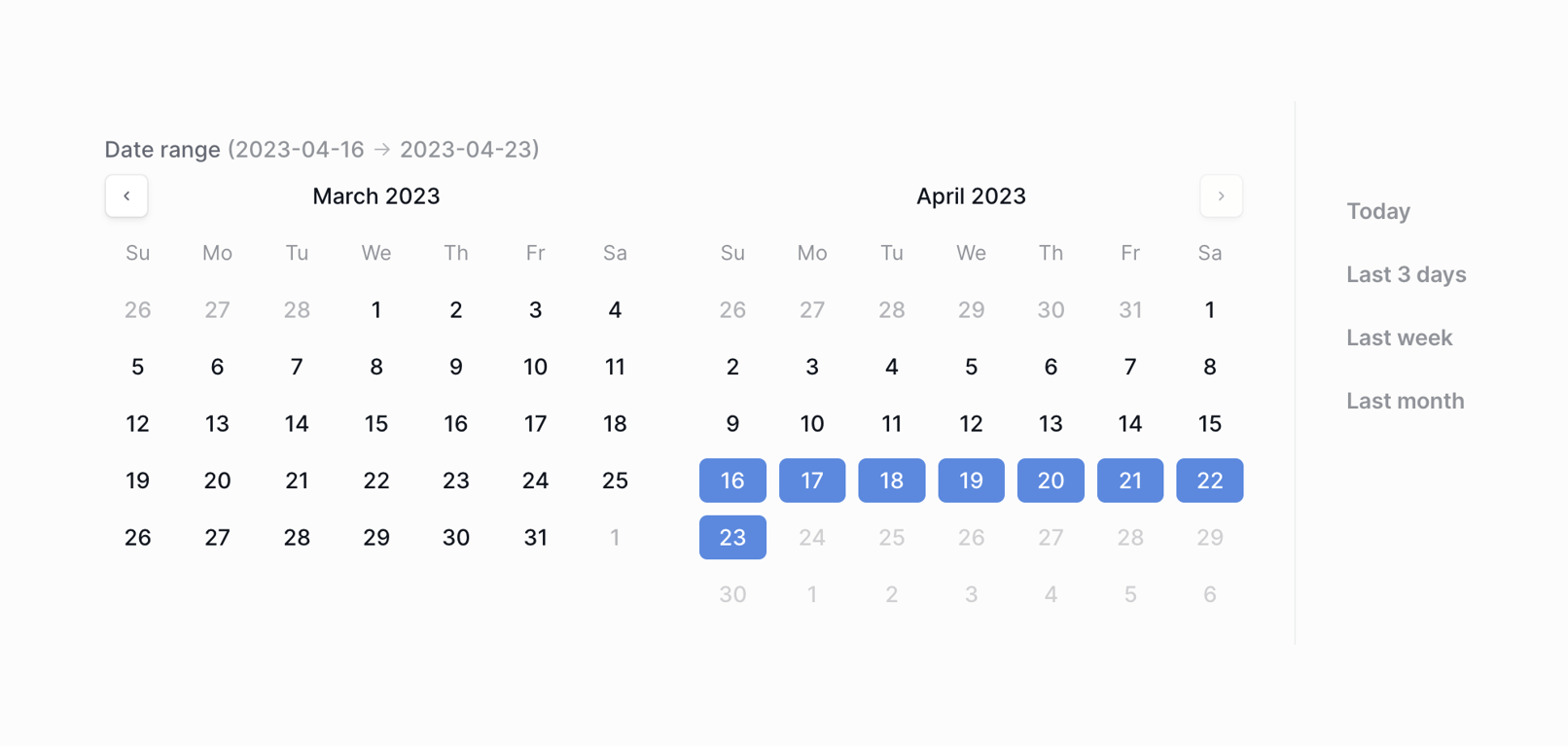 Column — Datepicker component