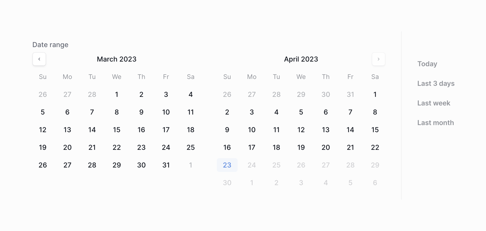 Column — Datepicker component