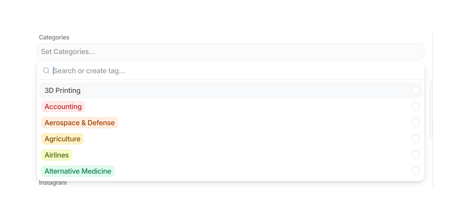 Attio — Input multi-select component