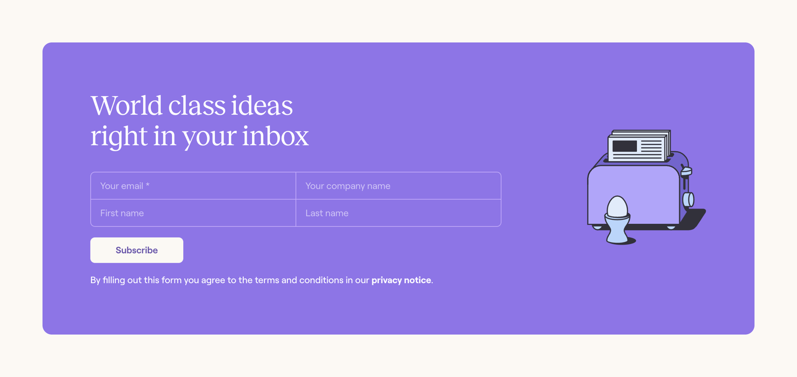 Tines — Newsletter signup form component