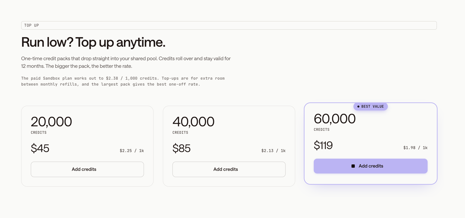 Zaro — Pricing section component