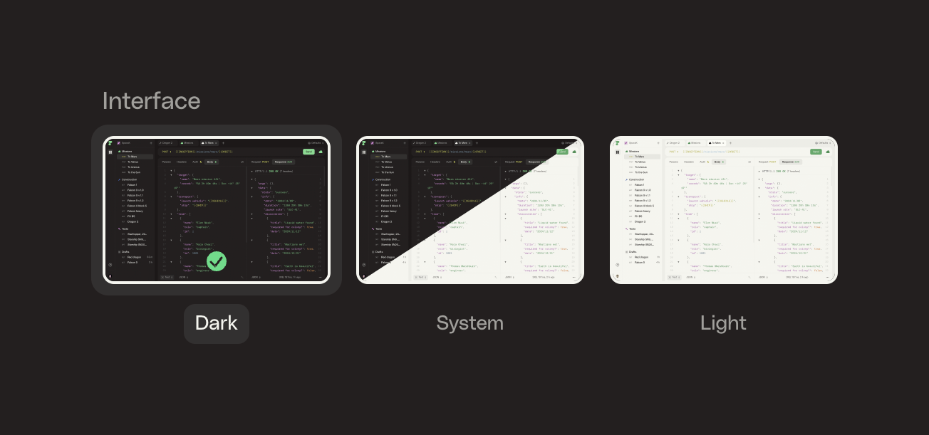 Httpie — Theme settings component