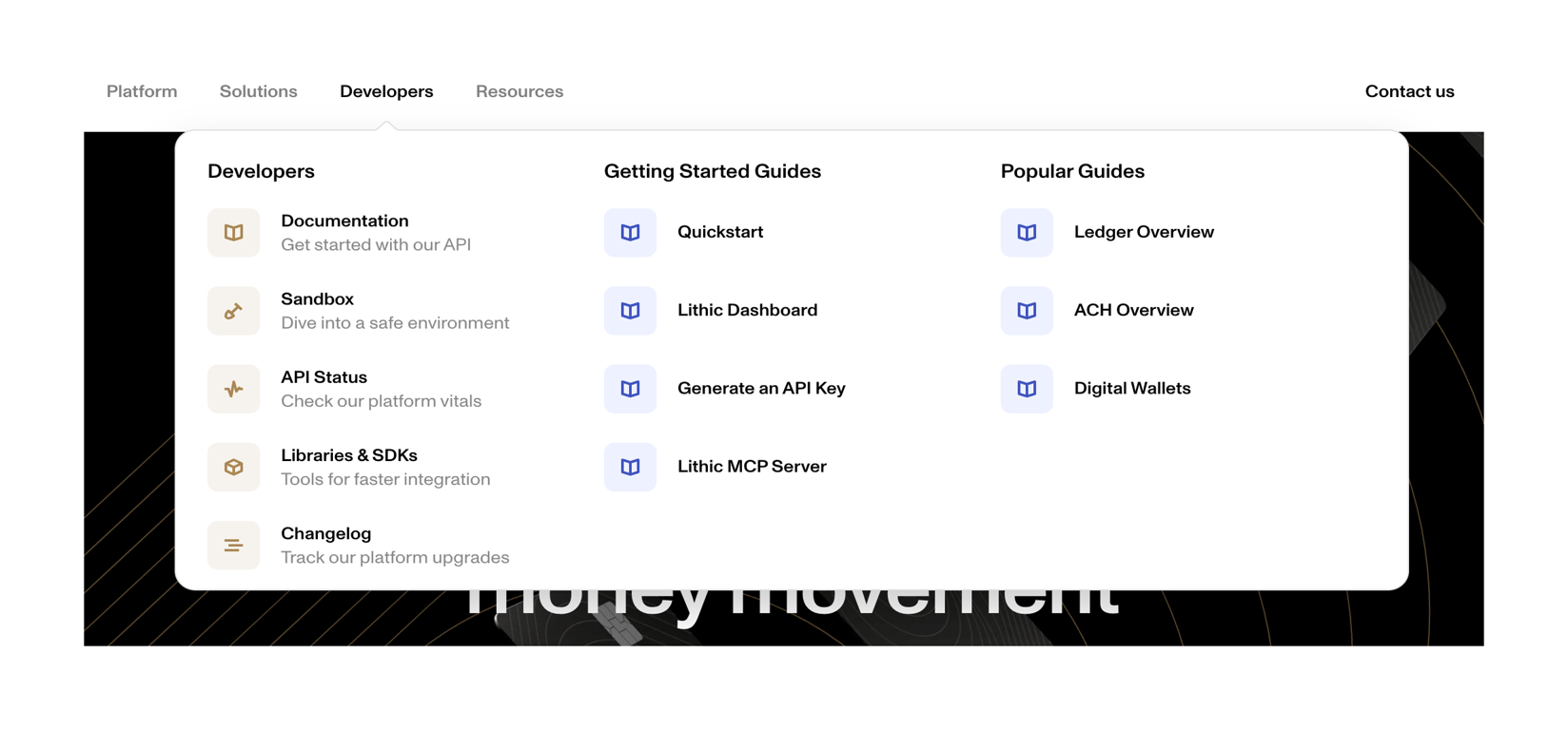 Lithic — Flyout menu component