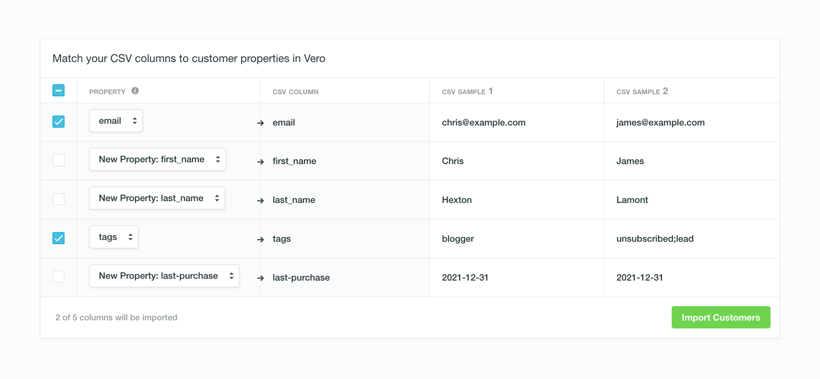 Vero — Table component