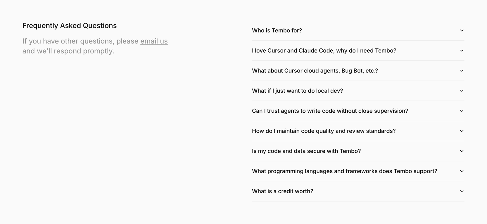 Tembo — FAQ component