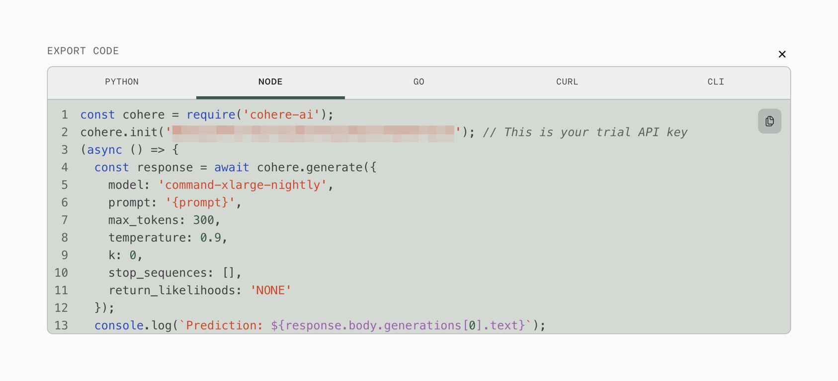 Cohere — Code block component