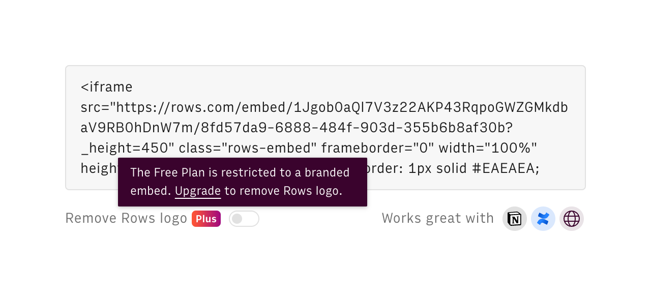 Rows — Upgrade your plan component